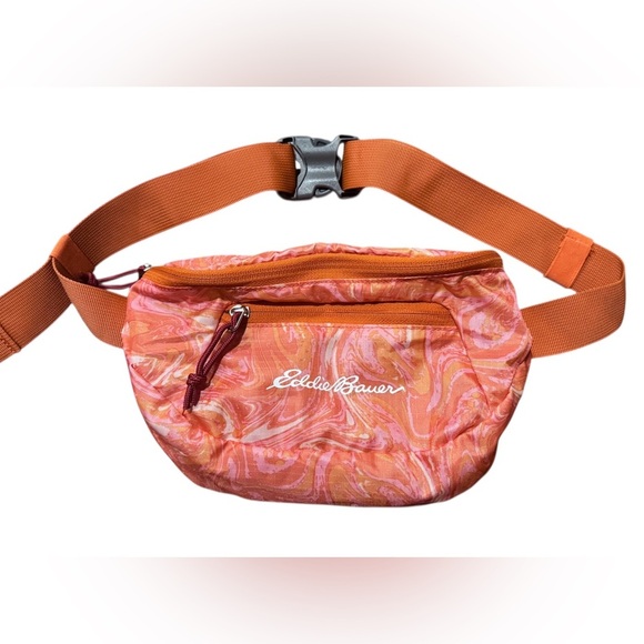 Eddie Bauer Stowaway Convertible Packable Waistpack Belt Bag Orange Tie Dye - Picture 1 of 11